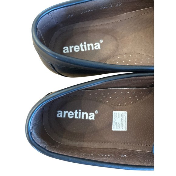 Aretina Mens Loafers Slip Ons Black Leather Luxury Classic Comfort‎ Shoe - Picture 7 of 9